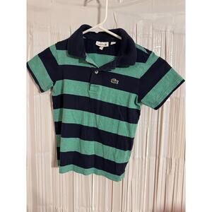 Lacoste Boys Size 6 Green Striped Polo Shirt – Classic Croc Logo